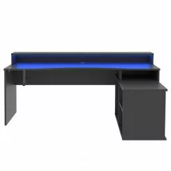 Fredriks Eckschreibtisch Trent - (mit Beleuchtung) Matt Schwarz -Büromöbel Verkäufe 1000280718 210813 08160200438 DETAILS P000000001000280718