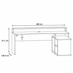 Fredriks Eckschreibtisch Trent - (mit Beleuchtung) Matt Schwarz -Büromöbel Verkäufe 1000280718 210813 08160200442 SKETCH DETAILS P000000001000280718 sketch