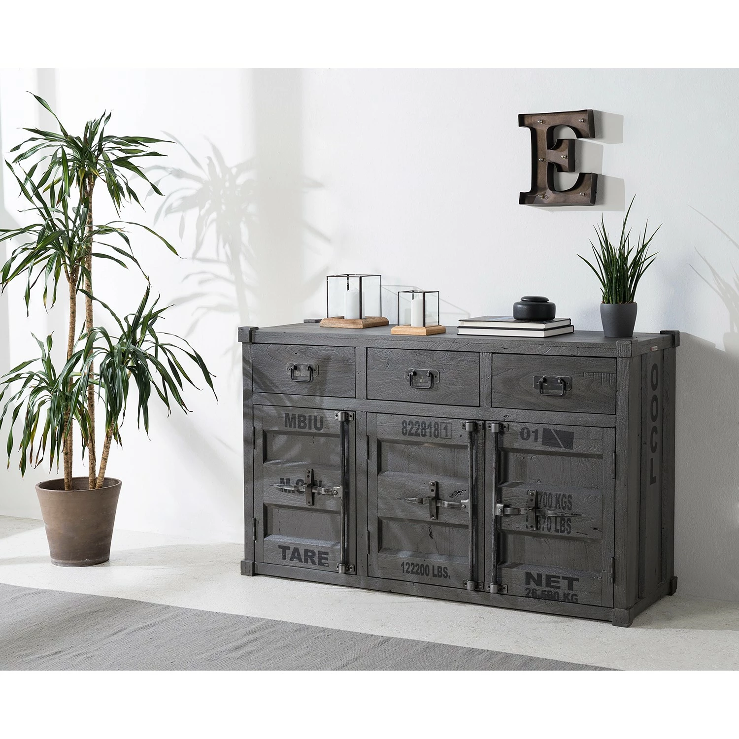 Wolf-Möbel Sideboard Container - Akazie Grau 4 Wolf-Möbel Sideboard Container - Akazie Grau – Bild 2