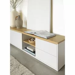 Loftscape TV-Lowboard Agueda - Echtholzfurnier - Weiß / Eiche -Büromöbel Verkäufe 1000282700 210729 06154700079 MOOD DETAILS P000000001000282700 mood