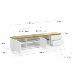 Loftscape TV-Lowboard Agueda - Echtholzfurnier - Weiß / Eiche -Büromöbel Verkäufe 1000282700 210729 06154900083 SKETCH DETAILS P000000001000282700 sketch