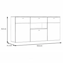 Loftscape Sideboard Corey - Inkl. Beleuchtung - Eiche Dekor / Grau -Büromöbel Verkäufe 1000282740 211109 144351000547 SKETCH DETAILS P000000001000282740 sketch