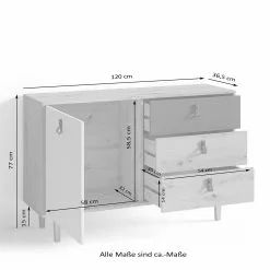 Fredriks Sideboard Bowood I - Eiche Artisan Dekor / Weiß -Büromöbel Verkäufe 1000283829 210805 14243400060 SKETCH DETAILS P000000001000283829 sketch