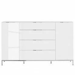 Maja Möbel Sideboard Trend - Glas - Hochglanz Weiß / Chrom -Büromöbel Verkäufe 1000284207 210804 14342400011 DETAILS P000000001000284207