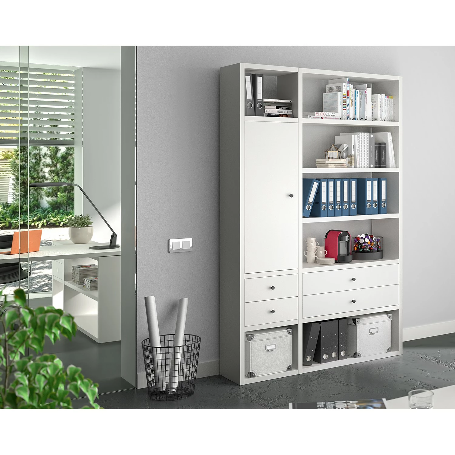 Fredriks Aktenregal-Kombination Emporio IV - Lack Weiß 4 Fredriks Aktenregal-Kombination Emporio IV - Lack Weiß – Bild 2