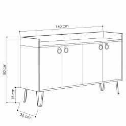 Loftscape Sideboard Dalma - Weiß / Creme -Büromöbel Verkäufe 1000284340 210809 06083200075 SKETCH DETAILS P000000001000284340 sketch