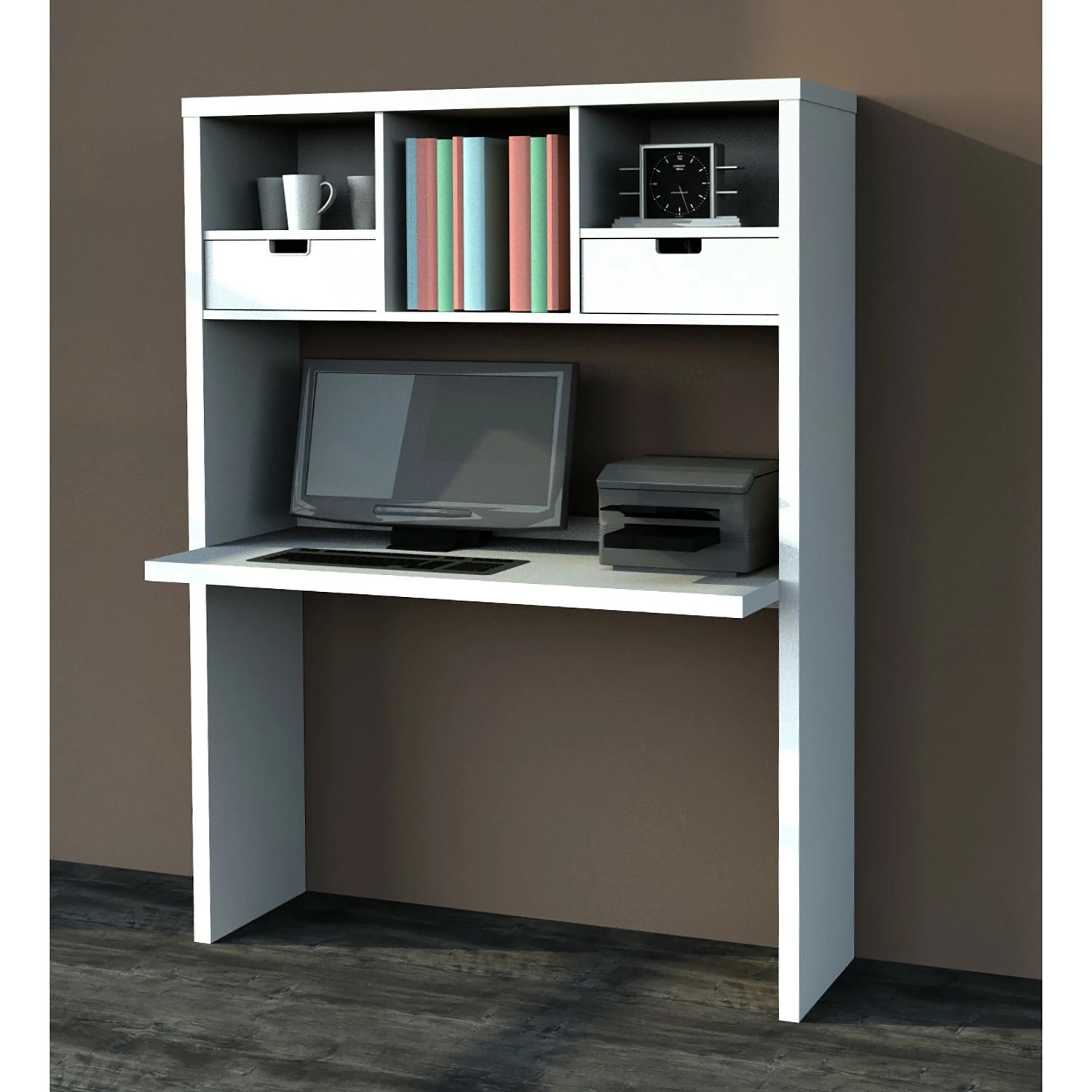 Fredriks Regal-Schreibtischkombination Mernda - Wabenplatte - Weiß 4 Fredriks Regal-Schreibtischkombination Mernda - Wabenplatte - Weiß – Bild 2