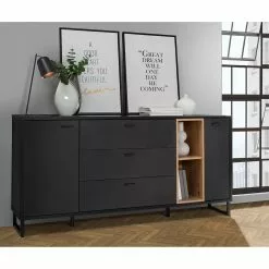 Loftscape Sideboard Mazzo - Schwarz / Eiche Artisan Dekor -Büromöbel Verkäufe 1000285799 210819 12212500041 MOOD DETAILS P000000001000285799 mood