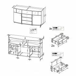 Loftscape Sideboard Intento II - Hochglanz Weiß / Anthrazit -Büromöbel Verkäufe 1000288166 210827 12095400018 SKETCH DETAILS P000000001000288166 sketch