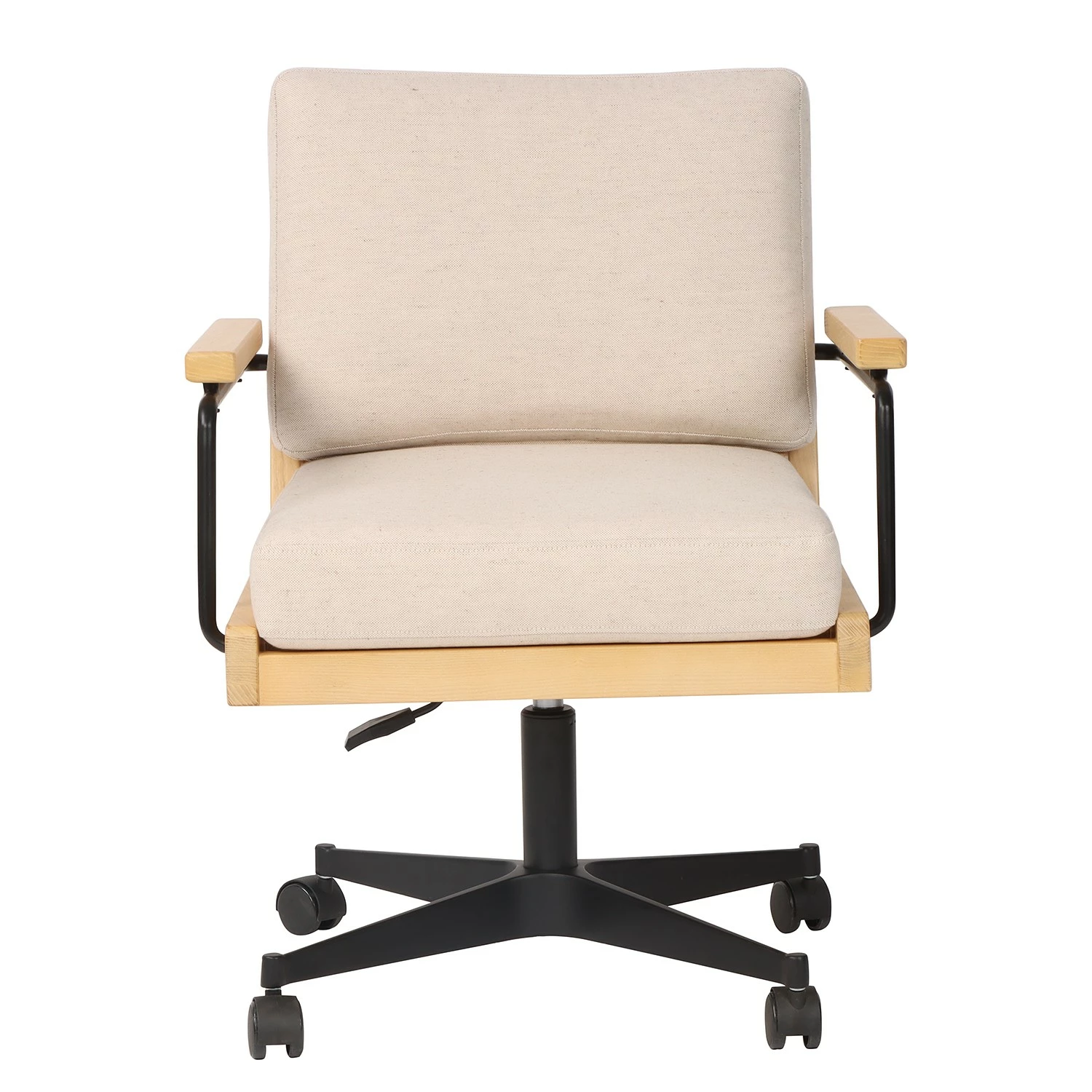 Mørteens Bürostuhl David - Webstoff / Eiche massiv / Stahl - Creme / Eiche / Schwarz 4 Mørteens Bürostuhl David - Webstoff / Eiche massiv / Stahl - Creme / Eiche / Schwarz – Bild 2