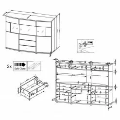Loftscape Sideboard Intento I - Hochglanz Weiß / Anthrazit -Büromöbel Verkäufe 1000288186 210827 12095600056 SKETCH DETAILS P000000001000288186 sketch