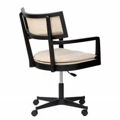 Mørteens Bürostuhl Devon - Webstoff / Esche massiv / Rattan - Creme / Esche Schwarz / Schwarz -Büromöbel Verkäufe 1000288194 220610 040 DETAILS P000000001000288194