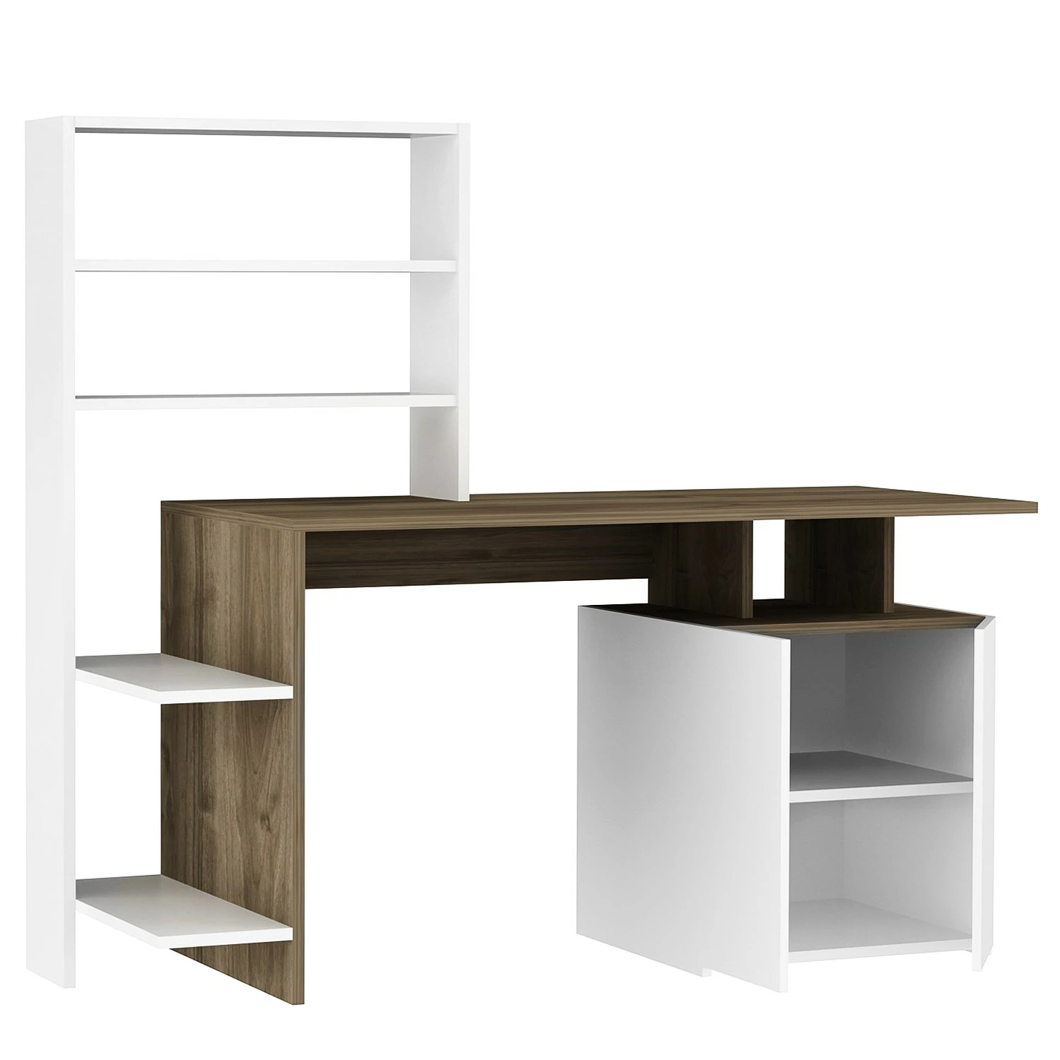 Fredriks Schreibtisch-Kombination Milli - Walnuss Dekor / Weiß 5 Fredriks Schreibtisch-Kombination Milli - Walnuss Dekor / Weiß – Bild 3