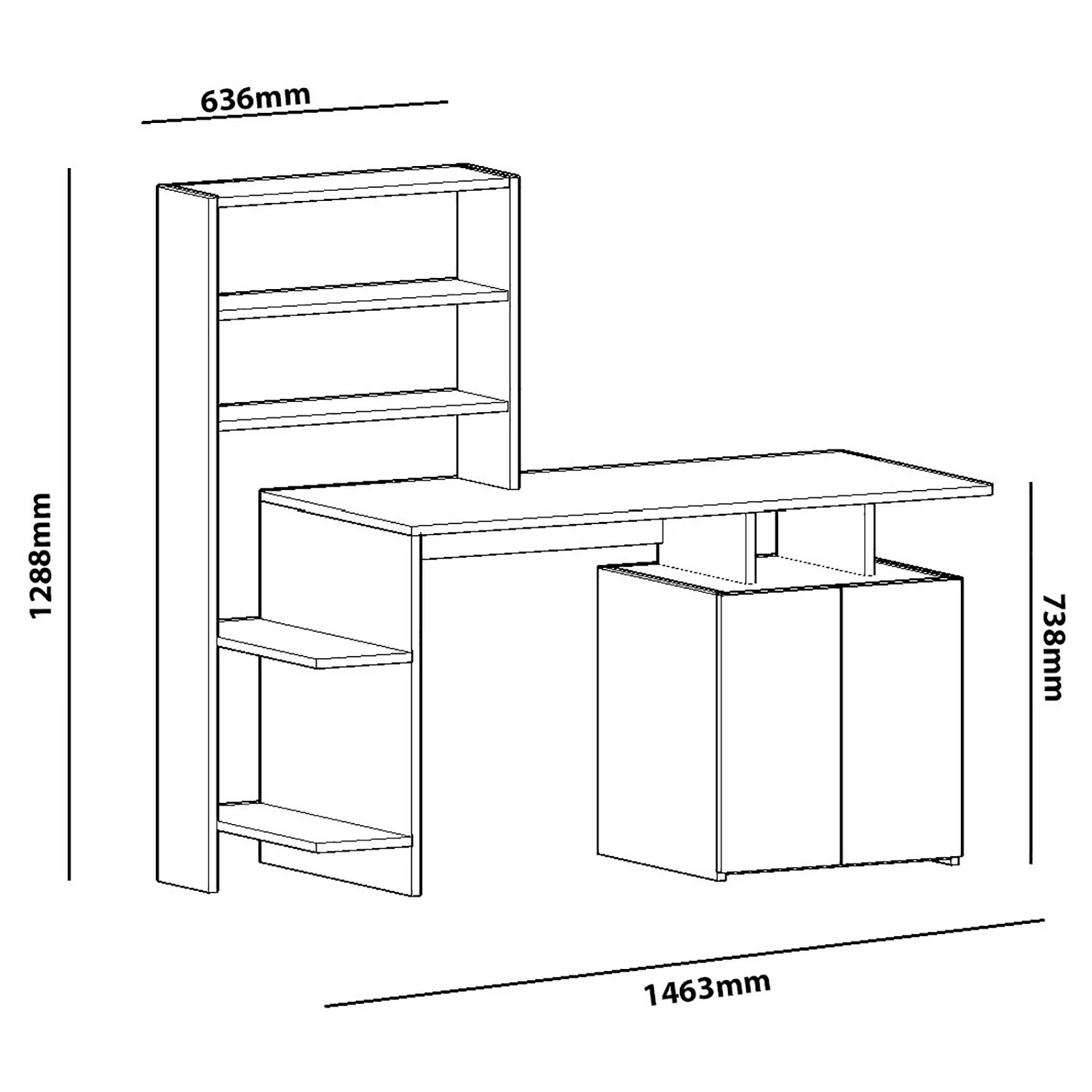 Fredriks Schreibtisch-Kombination Milli - Walnuss Dekor / Weiß 8 Fredriks Schreibtisch-Kombination Milli - Walnuss Dekor / Weiß – Bild 6