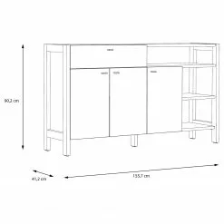 Fredriks Büroset Holvik (4-teilig) - Eiche Sonoma Dekor / Weiß -Büromöbel Verkäufe 1000292006 211006 14100800627 SKETCH DETAILS P000000001000292006 sketch