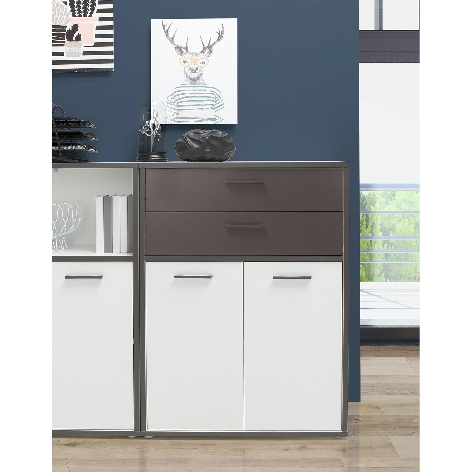 Fredriks Büroset Kendrick II (7-teilig) - Weiß / Grau 5 Fredriks Büroset Kendrick II (7-teilig) - Weiß / Grau – Bild 3