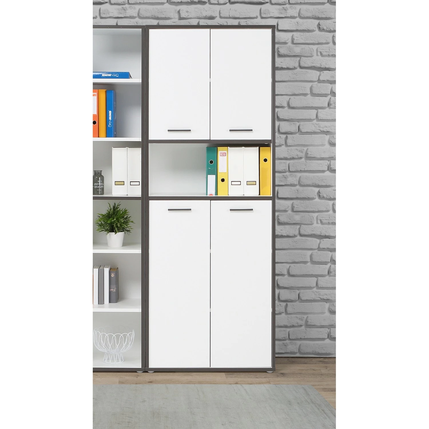 Fredriks Büroset Kendrick II (7-teilig) - Weiß / Grau 6 Fredriks Büroset Kendrick II (7-teilig) - Weiß / Grau – Bild 4