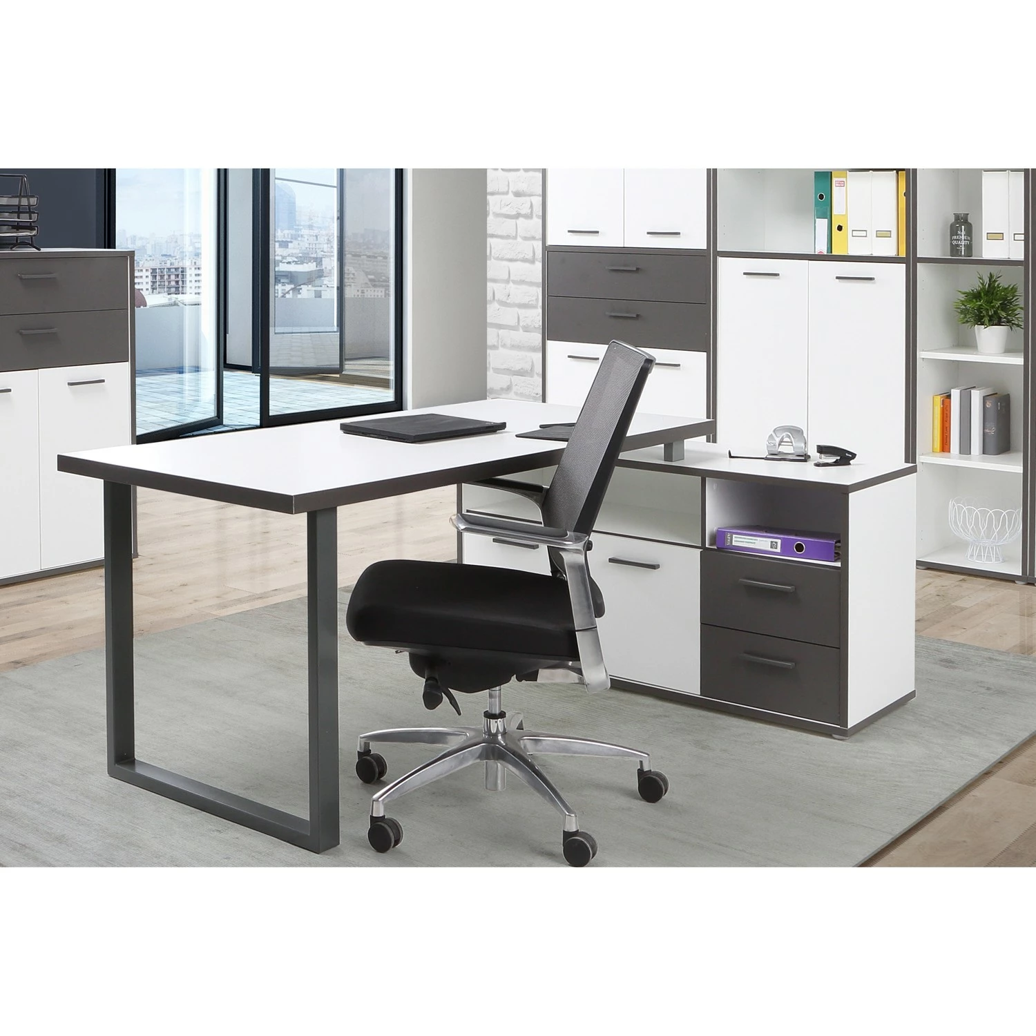 Fredriks Büroset Kendrick II (7-teilig) - Weiß / Grau 7 Fredriks Büroset Kendrick II (7-teilig) - Weiß / Grau – Bild 5