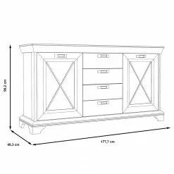 Ridgevalley Sideboard Kimbark II - Pinie Weiß Dekor -Büromöbel Verkäufe 1000295071 210924 143048000576 SKETCH DETAILS P000000001000295071 sketch