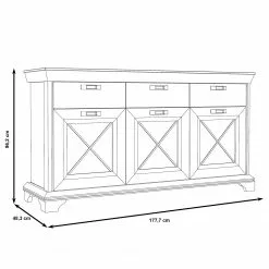 Ridgevalley Sideboard Kimbark I - Pinie Weiß Dekor -Büromöbel Verkäufe 1000295076 211125 1448520000507 SKETCH DETAILS P000000001000295076 sketch