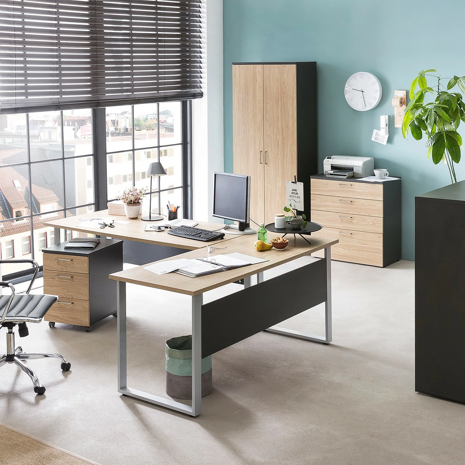 Furnitive Aktenschrank Cookley IV - Anthrazit / Eiche Dekor 4 Furnitive Aktenschrank Cookley IV - Anthrazit / Eiche Dekor – Bild 2