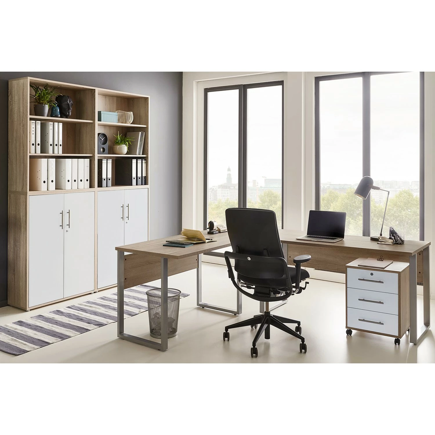 Furnitive Schrankwand Avin V (4-teilig) - Eiche Sonoma Dekor / Weiß 4 Furnitive Schrankwand Avin V (4-teilig) - Eiche Sonoma Dekor / Weiß – Bild 2