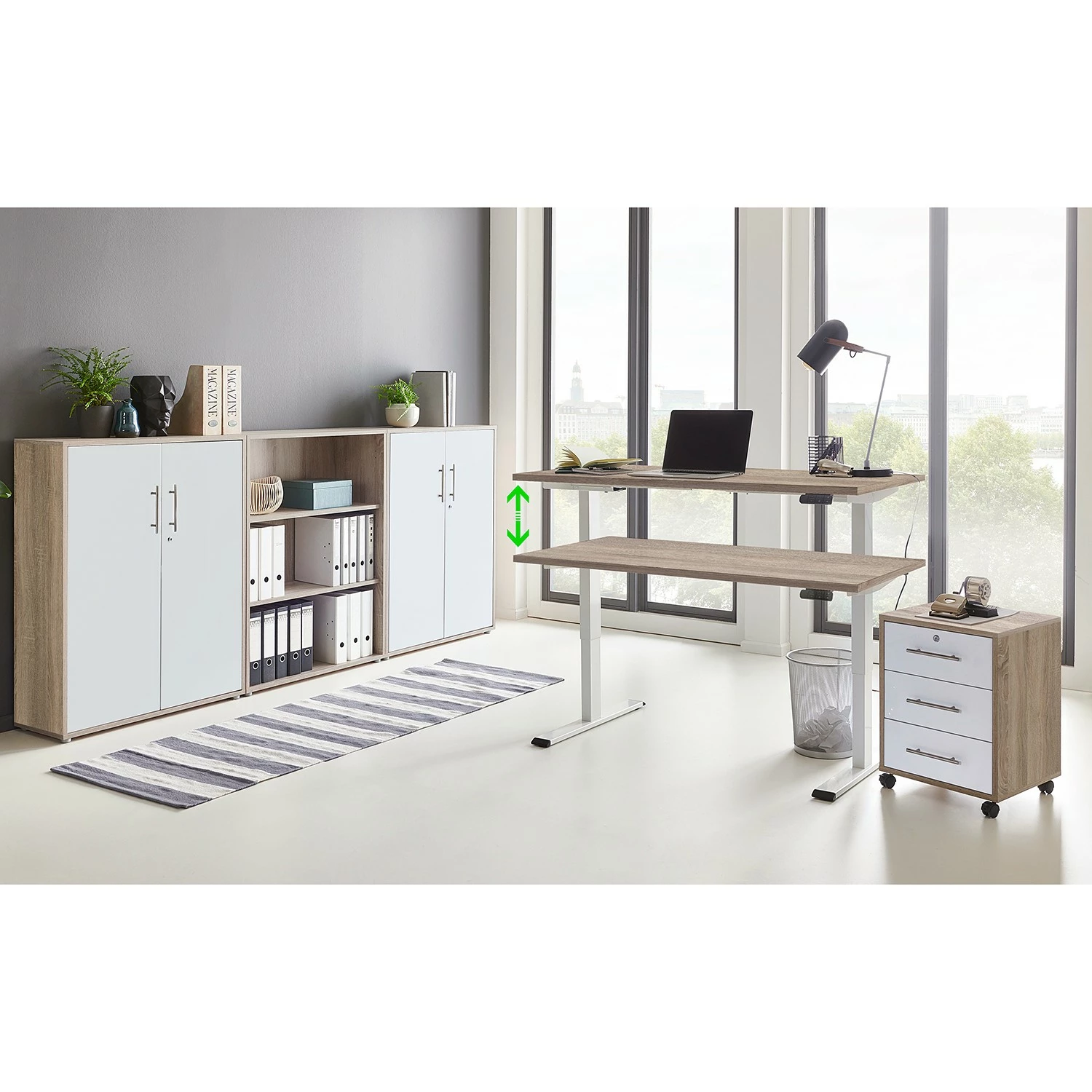 Furnitive Büroset Avin XIV (5-teilig) - (Höhenverstellbar) - Eiche Sonoma Dekor / Weiß 3 Furnitive Büroset Avin XIV (5-teilig) - (Höhenverstellbar) - Eiche Sonoma Dekor / Weiß