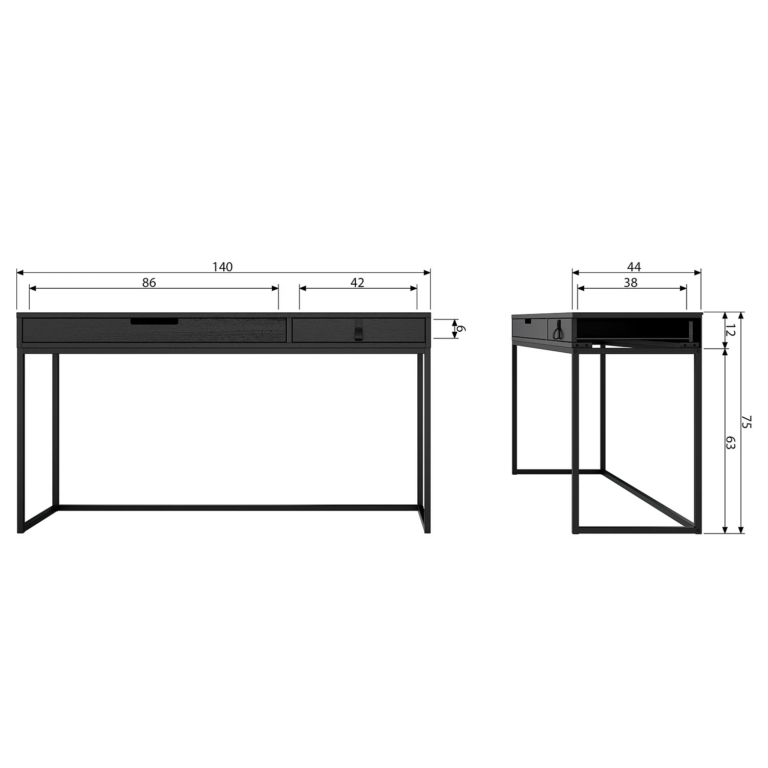 Fredriks Schreibtisch Sion - Esche massiv / Metall - Schwarz 9 Fredriks Schreibtisch Sion - Esche massiv / Metall - Schwarz – Bild 7