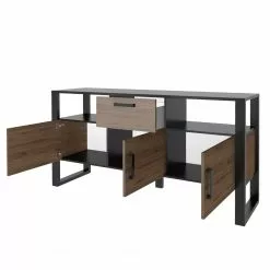 Red Living Sideboard Norddal - Nussbaum Dekor / Schwarz -Büromöbel Verkäufe 1000304813 211027 105010000120 DETAILS P000000001000304813