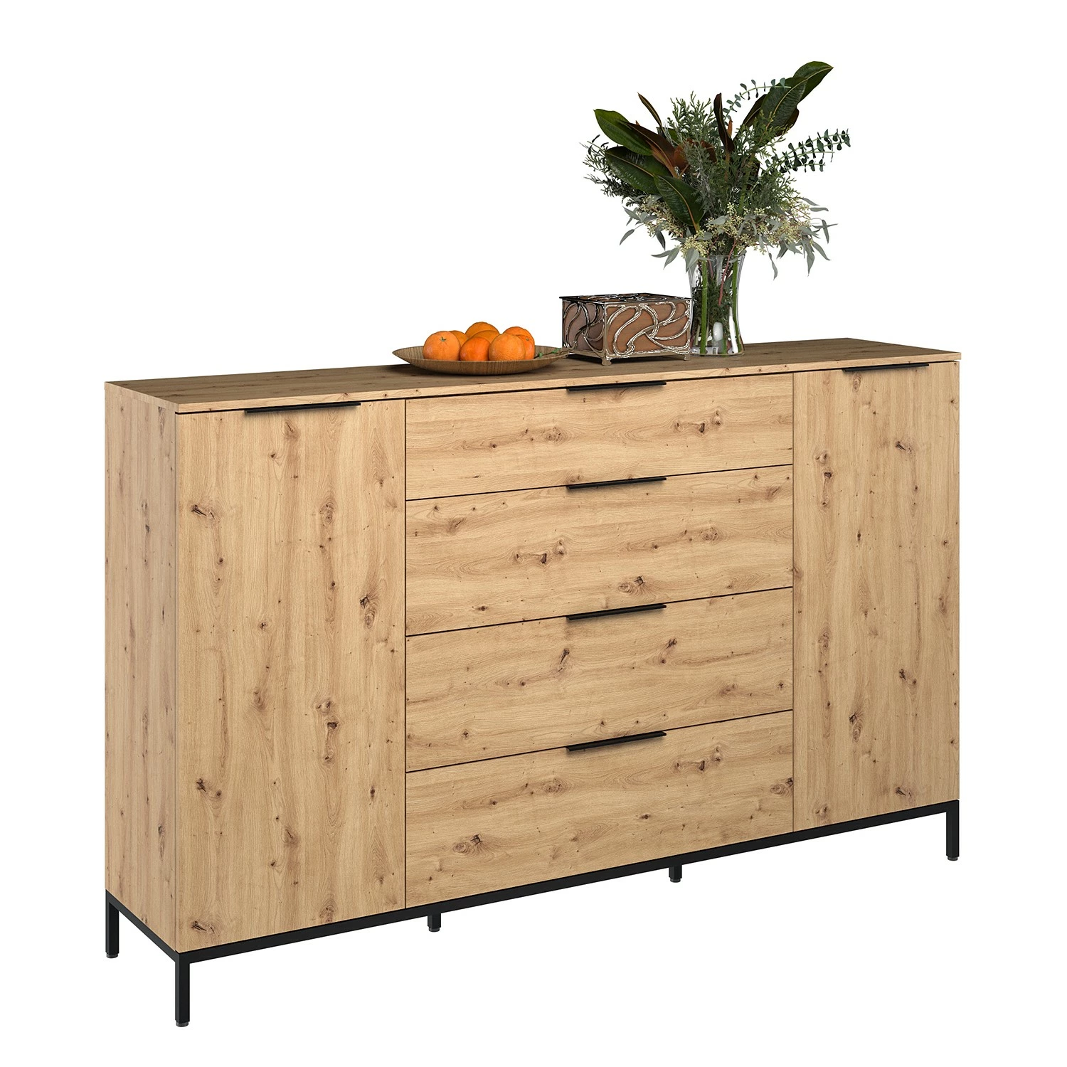 Maja Möbel Sideboard Trend Wood I - Asteiche Dekor / Schwarz 7 Maja Möbel Sideboard Trend Wood I - Asteiche Dekor / Schwarz – Bild 5
