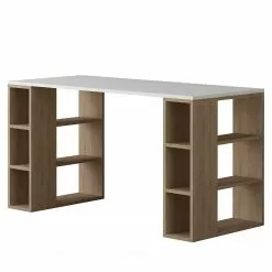 Loftscape Schreibtisch Leech - Weiß / Eiche Dekor