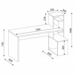 Loftscape Schreibtisch-Kombination Jurien - Weiß / Walnuss Dekor -Büromöbel Verkäufe 1000306573 211115 13505000621 SKETCH DETAILS P000000001000306573 sketch