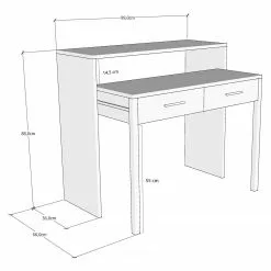 Loftscape Schreibtisch Lavos - (ausziehbar) Weiß / Creme -Büromöbel Verkäufe 1000306611 211115 13503600601 SKETCH DETAILS P000000001000306611 sketch