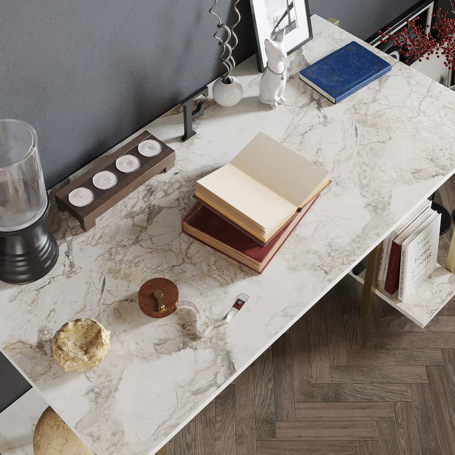 Red Living Schreibtisch Hasselt - Marmor Weiß Dekor 6 Red Living Schreibtisch Hasselt - Marmor Weiß Dekor – Bild 4