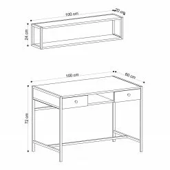 Red Living Schreibtisch-Set Kemer (2-teilig) - Eiche Dekor / Schwarz -Büromöbel Verkäufe 1000306636 211115 13533900865 SKETCH DETAILS P000000001000306636 sketch