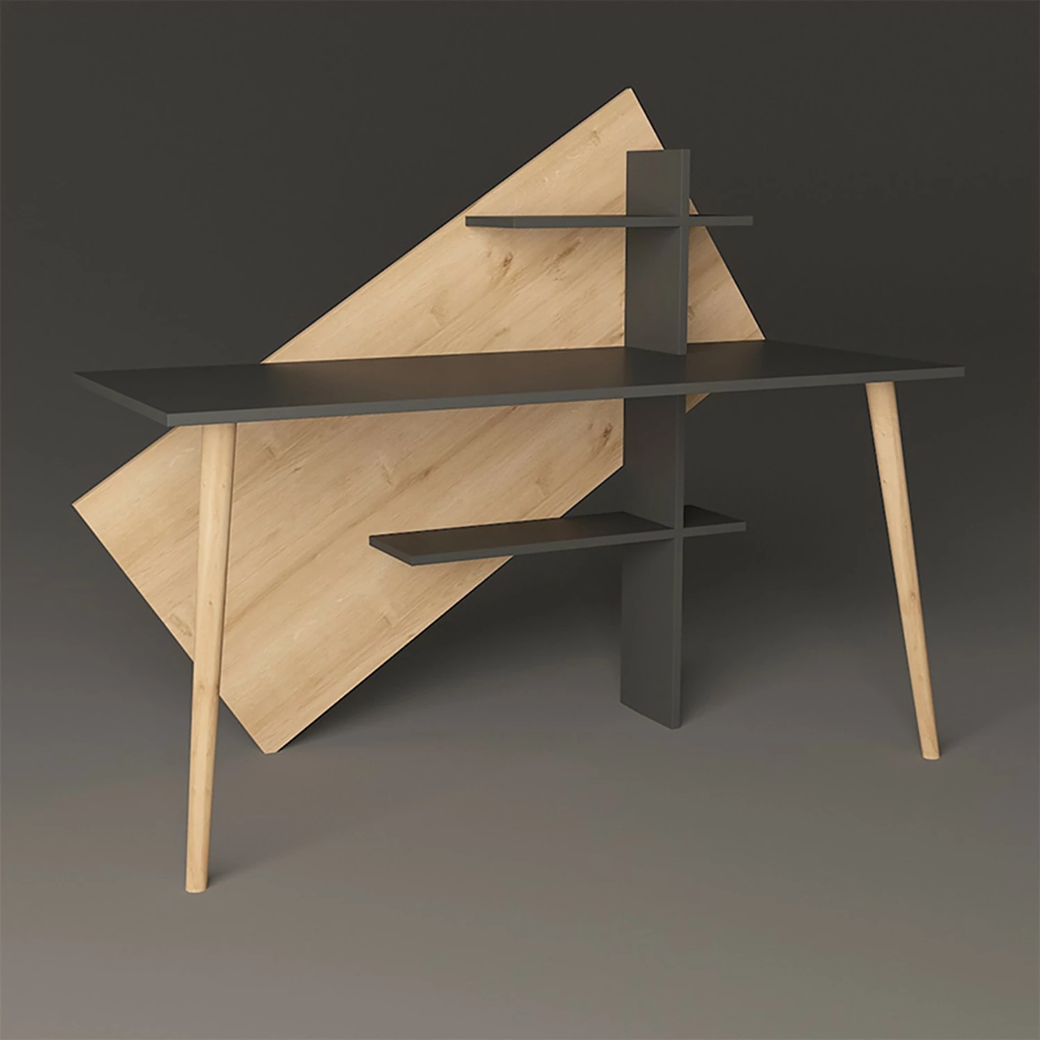 Norrwood Schreibtisch-Set Deering (2-teilig) - Anthrazit / Eiche 5 Norrwood Schreibtisch-Set Deering (2-teilig) - Anthrazit / Eiche – Bild 3