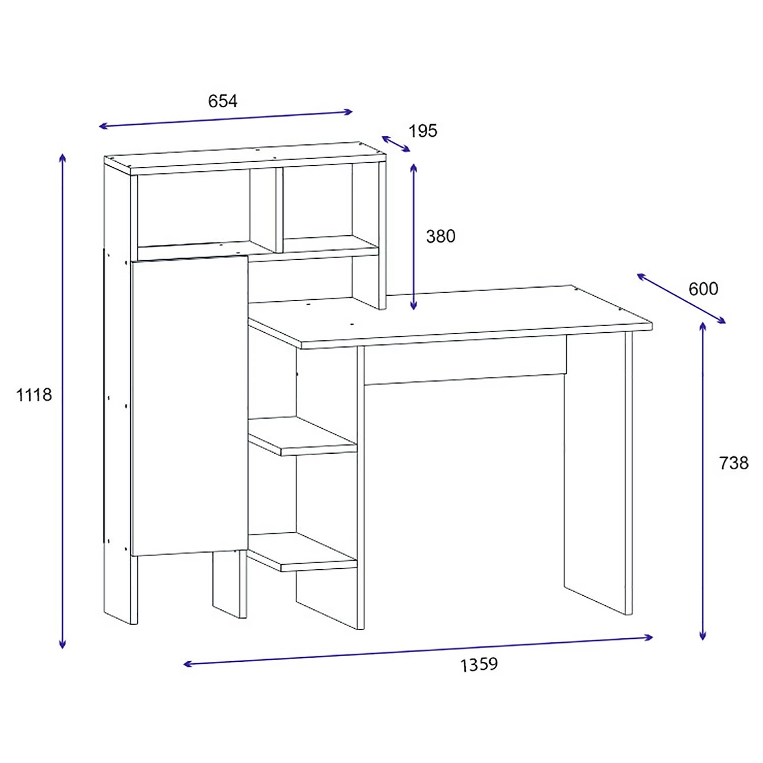 Loftscape Schreibtisch-Kombination Jarred - Weiß 7 Loftscape Schreibtisch-Kombination Jarred - Weiß – Bild 5