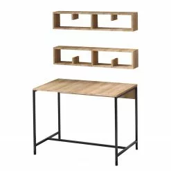 Red Living Schreibtisch-Set Cushy (3-teilig) - Eiche Dekor / Schwarz