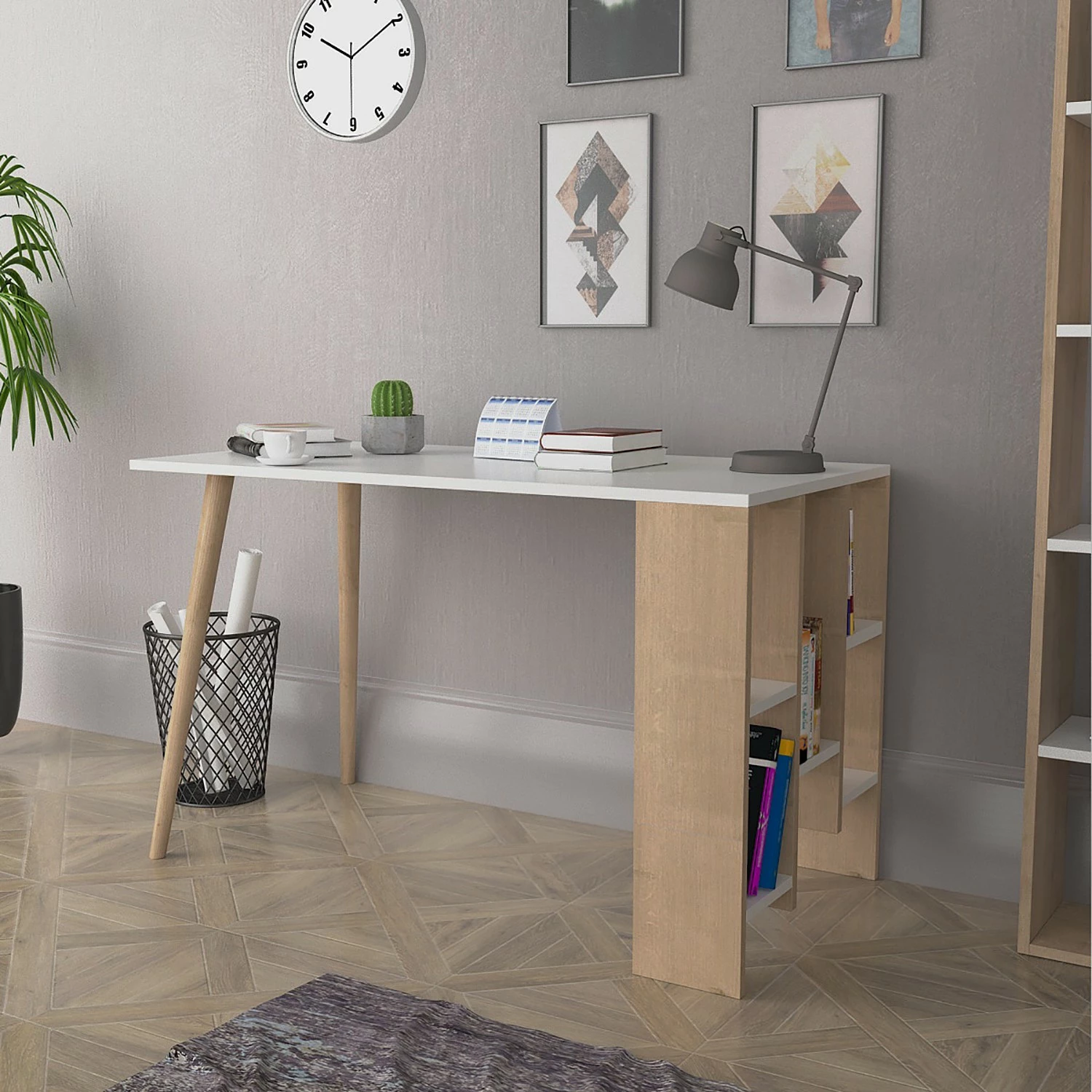 Red Living Schreibtisch Doncaster - Weiß / Eiche Dekor 4 Red Living Schreibtisch Doncaster - Weiß / Eiche Dekor – Bild 2