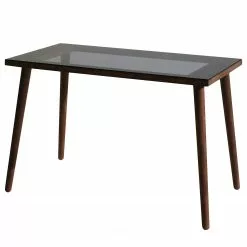 Red Living Schreibtisch Jimo - Kiefer & Buche massiv / Glas - Kiefer Braun / Schwarzglas