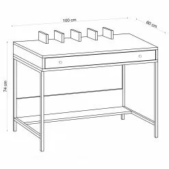 Red Living Schreibtisch Dabney - Eiche Dekor / Schwarz -Büromöbel Verkäufe 1000306671 211115 13544100952 SKETCH DETAILS P000000001000306671 sketch