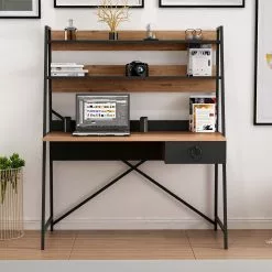 Red Living Schreibtisch Jomala - Eiche Dekor / Schwarz -Büromöbel Verkäufe 1000306688 211115 13570500671 MOOD DETAILS P000000001000306688 mood