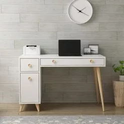 Norrwood Schreibtisch Cusse - Weiß / Eiche Dekor 9 Norrwood Schreibtisch Cusse - Weiß / Eiche Dekor -Büromöbel Verkäufe 1000306690 211115 13575600742 MOOD DETAILS P000000001000306690 mood