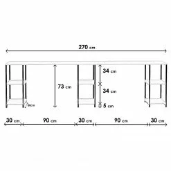 Red Living Doppelschreibtisch Collinee II - Eiche Dekor / Schwarz -Büromöbel Verkäufe 1000306705 211115 135711001158 SKETCH DETAILS P000000001000306705 sketch