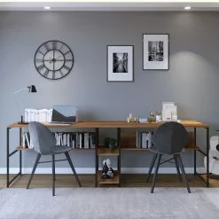 Red Living Doppelschreibtisch Collinee III - Walnuss Dekor / Schwarz -Büromöbel Verkäufe 1000306707 211115 13571400683 MOOD DETAILS P000000001000306707 mood