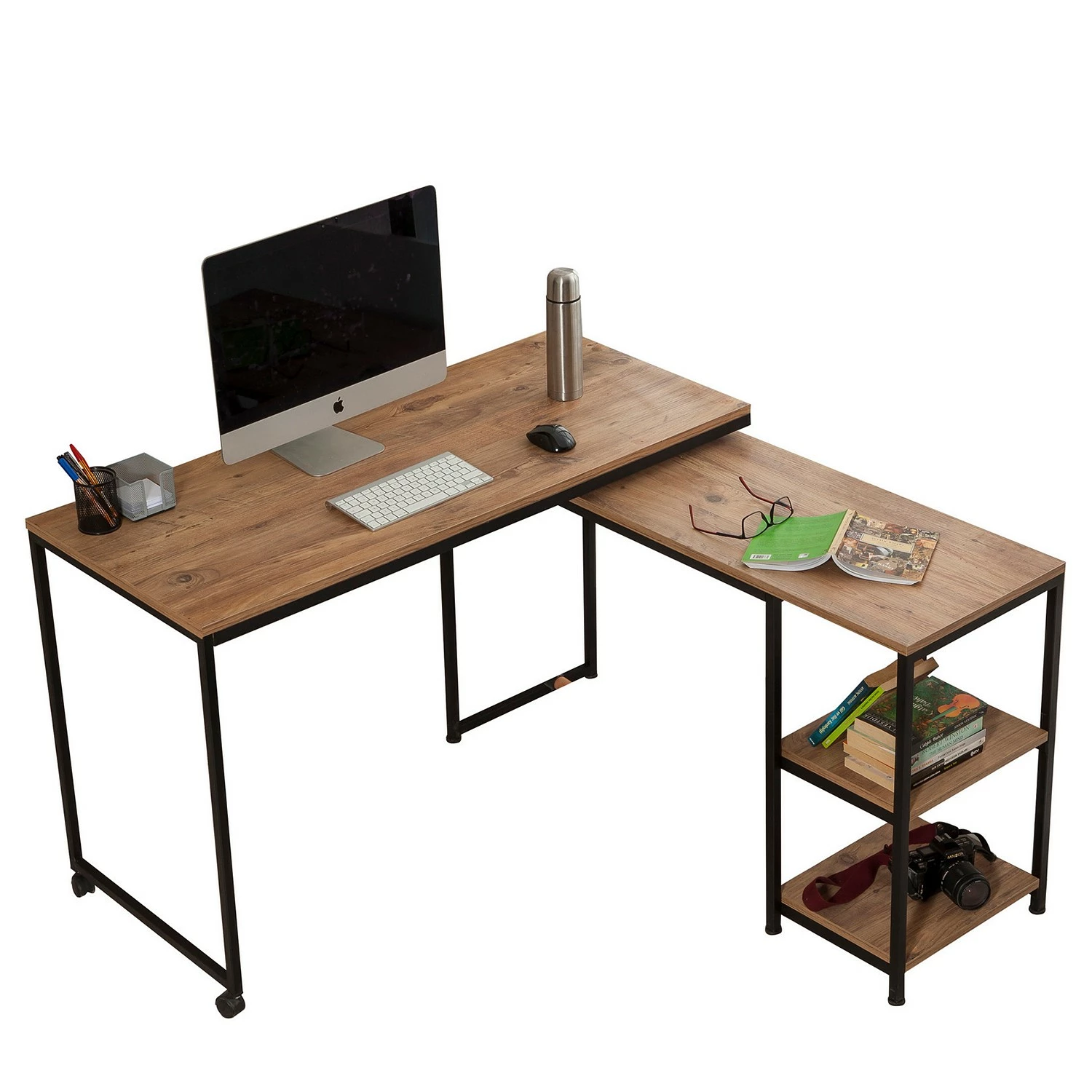 Red Living Schreibtisch Lissie - (schwenkbar) Kiefer Dekor / Schwarz 7 Red Living Schreibtisch Lissie - (schwenkbar) Kiefer Dekor / Schwarz – Bild 5