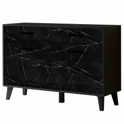 Jack & Alice Sideboard Fintel II - Marmor Schwarz Dekor / Schwarz