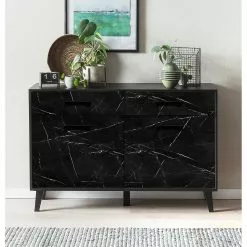 Jack & Alice Sideboard Fintel II - Marmor Schwarz Dekor / Schwarz -Büromöbel Verkäufe 1000307051 211110 08234500073 MOOD DETAILS P000000001000307051 mood