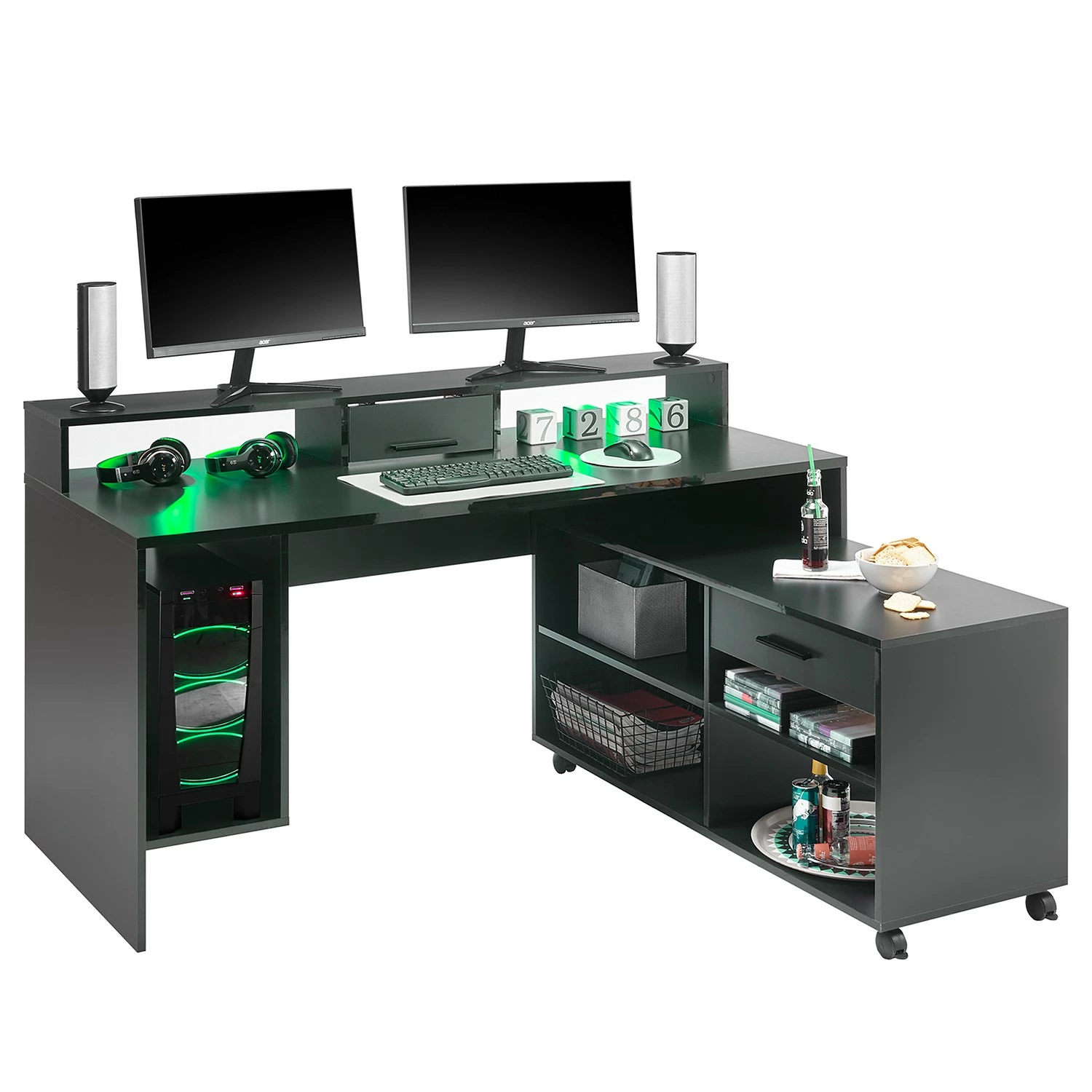 Fredriks Schreibtisch-Kombination Halling - (LED-Beleuchtung) - Schwarz 9 Fredriks Schreibtisch-Kombination Halling - (LED-Beleuchtung) - Schwarz – Bild 7