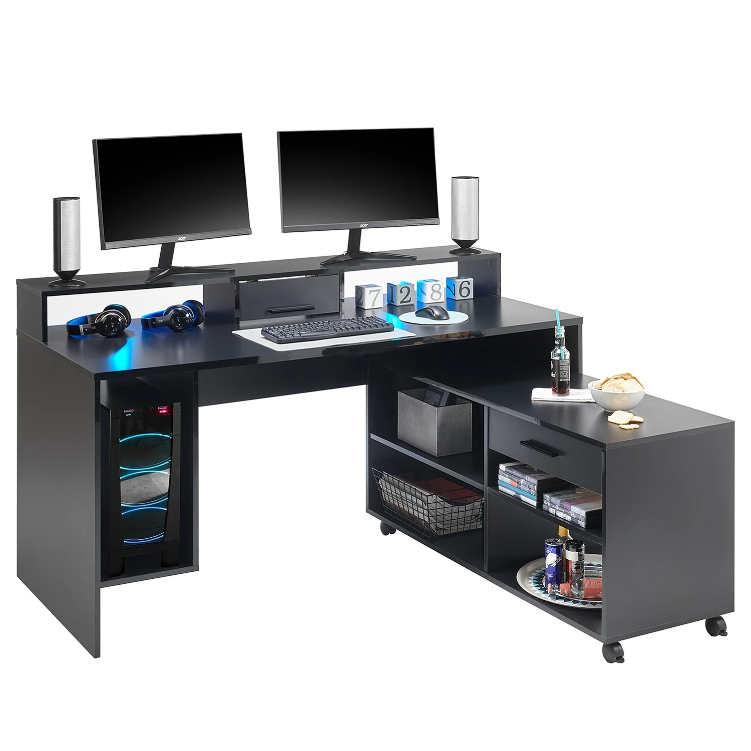 Fredriks Schreibtisch-Kombination Halling - (LED-Beleuchtung) - Schwarz 10 Fredriks Schreibtisch-Kombination Halling - (LED-Beleuchtung) - Schwarz – Bild 8